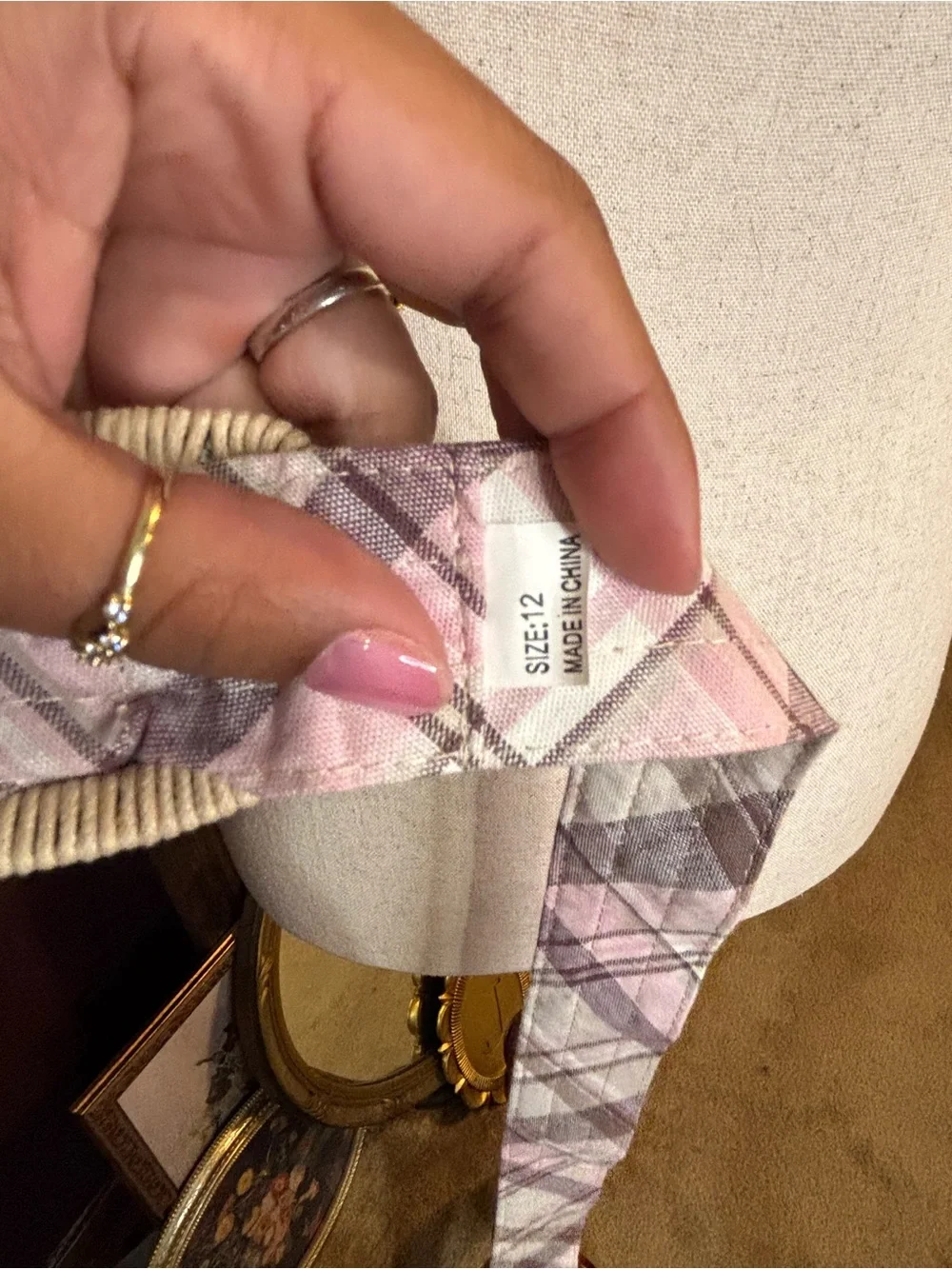 Plaid Pink Fabric Waist Belt with Rope Buckle